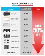 Switch 2 Accessories, Carrying Case & Screen Protector for Nintendo, 16-in-1 Game Bundle: Two Tempered Glass, Travel Dockable Shell, Grip for Joycon Controller, Console Protective Cover Steering Wheel - Image 3