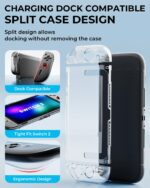 Switch 2 Accessories, Carrying Case & Screen Protector for Nintendo, 16-in-1 Game Bundle: Two Tempered Glass, Travel Dockable Shell, Grip for Joycon Controller, Console Protective Cover Steering Wheel - Image 6