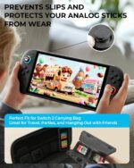 Switch 2 Accessories, Carrying Case & Screen Protector for Nintendo, 16-in-1 Game Bundle: Two Tempered Glass, Travel Dockable Shell, Grip for Joycon Controller, Console Protective Cover Steering Wheel - Image 9