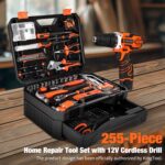 255-Piece Tool Set - Tool Kit with 12V Cordless Drill Driver, Toolbox Storage Case with Drawer, General Household Drill Set for DIY Projects, Home Repairs, Handyman - Image 9