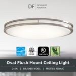DESIGNERS FOUNTAIN Flush Mount Ceiling Light, 24 Inch Oval LED Lighting Fixture Kitchen, Bedroom, Bathroom, and Hallway, Dimmable, 2800 Lumens, 3000K/4000K/5000K, Brushed Nickel, EV1424C3C-35 - Image 3