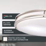 DESIGNERS FOUNTAIN Flush Mount Ceiling Light, 24 Inch Oval LED Lighting Fixture Kitchen, Bedroom, Bathroom, and Hallway, Dimmable, 2800 Lumens, 3000K/4000K/5000K, Brushed Nickel, EV1424C3C-35 - Image 4