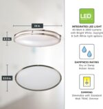 DESIGNERS FOUNTAIN Flush Mount Ceiling Light, 24 Inch Oval LED Lighting Fixture Kitchen, Bedroom, Bathroom, and Hallway, Dimmable, 2800 Lumens, 3000K/4000K/5000K, Brushed Nickel, EV1424C3C-35 - Image 5