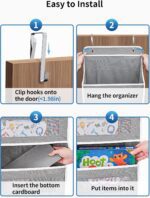 JARLINK Over The Door Organizer Storage, 5 Shelf Hanging Door Organizer with 5 Large Capacity Pockets, Anti Tilt 44 lb Load Behind Door Storage for Bedroom, Bathroom, Pantry, Nursery, (Grey) - Image 8