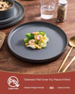 Famiware Nebula Ridge Stoneware Dinnerware Sets, Plates and Bowls Sets for 4, 12 Pieces Dishes Set, Microwave and Dishwasher Safe Kitchen Plates, Charcoal - Image 6