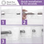 No Hook Purple Floral Shower Curtain with Snap in Fabric Liner Set - Elegant Spring Dahlia Flower for Bathroom, Ombre Ringless Double Layer Hotel Style, 71x74 Inches - Image 5