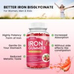 2 Pack Iron Gummies with Multivitamin, Iron Supplement for Women & Men with Zinc, Vitamin B Complex & C, B12, Folate - Blood Builder & Energy Support for Adults & Kids - Strawberry Flavor, Vegan 120ct - Image 3