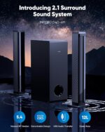 Sound Bar for Smart TV 2.1CH 190W Peak Power Soundbar with Subwoofer Detachable 2-in-1 BT 5.4 Surround Sound System 12L Deep Bass for PC Game with HD-ARC/Opt/USB/AUX Home Theater - Image 3