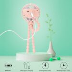 snawowo Mini Handheld Personal Portable Fan, Baby Stroller Fan, Car Seat USB or Battery Powered, with Flexible Tripod Clip on Student Bed Desk Bike Crib Treadmill Camping Traveling(Pink) - Image 5