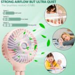 snawowo Mini Handheld Personal Portable Fan, Baby Stroller Fan, Car Seat USB or Battery Powered, with Flexible Tripod Clip on Student Bed Desk Bike Crib Treadmill Camping Traveling(Pink) - Image 6