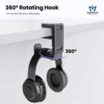 3-in-1 PC Gaming Headset&Controller Holder - EURPMASK Headphone Stand w/Adjustable Clamp&2 Controller Holder&Rotating Arm&Cable Organizer, Universal PC Gaming Accessory Controller Headset Stand-Black - Image 6