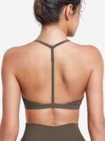 YEOREO Sports Bras for Women Strappy Padded Halter Ericie Open Back Light Impact Deep V Neck Yoga Workout Gym Tops - Image 4