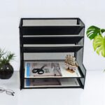 SETTFRFE Office Supplies Desk Organizer,Metal Desktop File Holder Organizer with 5 Tier Paper Tray,Black - Image 3