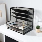 SETTFRFE Office Supplies Desk Organizer,Metal Desktop File Holder Organizer with 5 Tier Paper Tray,Black - Image 4