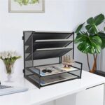 SETTFRFE Office Supplies Desk Organizer,Metal Desktop File Holder Organizer with 5 Tier Paper Tray,Black - Image 6