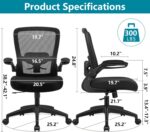 FelixKing Office Chair, Ergonomic Desk Chair Breathable Mesh Chairs with Adjustable High Back Lumbar Support Flip-up Armrests, Executive Swivel Comfy Task Computer Chairs for Home Office Black - Image 3