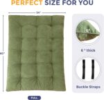 MAXYOYO Japanese Floor Mattress Full Size, 6" Foldable Futon Mattress Tufted Roll Up Floor Bed, Thick Chenille Tatami Mat Sleeping Pad for Camping Guest Room Dormitory Bedroom RV, Green - Image 3