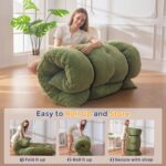 MAXYOYO Japanese Floor Mattress Full Size, 6" Foldable Futon Mattress Tufted Roll Up Floor Bed, Thick Chenille Tatami Mat Sleeping Pad for Camping Guest Room Dormitory Bedroom RV, Green - Image 4