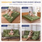 MAXYOYO Japanese Floor Mattress Full Size, 6" Foldable Futon Mattress Tufted Roll Up Floor Bed, Thick Chenille Tatami Mat Sleeping Pad for Camping Guest Room Dormitory Bedroom RV, Green - Image 7