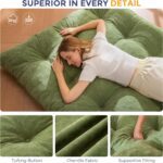 MAXYOYO Japanese Floor Mattress Full Size, 6" Foldable Futon Mattress Tufted Roll Up Floor Bed, Thick Chenille Tatami Mat Sleeping Pad for Camping Guest Room Dormitory Bedroom RV, Green - Image 8