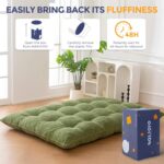MAXYOYO Japanese Floor Mattress Full Size, 6" Foldable Futon Mattress Tufted Roll Up Floor Bed, Thick Chenille Tatami Mat Sleeping Pad for Camping Guest Room Dormitory Bedroom RV, Green - Image 9