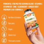 NaturaLife Labs A Higher Standard Vitamin C 1,700 MG with Vitamin D3, Zinc, Elderberry, Ginger Root - Maximum Strength Multi System Immune Support- 100 Veggie Capsules - Image 6