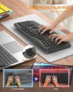 EDJO Ergonomic Wireless Keyboard for Large Hands, with Wrist Rest, Wave Keys, 2.4GHz Full Size Ergo Cordless USB Computer Keyboard, Comfortable Natural Typing, for Laptop, Mac, Windows (Gray) - Image 4
