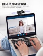 Full HD Webcam with Built-in Microphone and Rotatable Tripod, 1080P Video and Wide Angle Camera, Privacy Cover, for Desktop PC or Laptop Computer - Image 4
