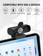 Full HD Webcam with Built-in Microphone and Rotatable Tripod, 1080P Video and Wide Angle Camera, Privacy Cover, for Desktop PC or Laptop Computer - Image 5