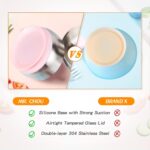 MR. CHOU Food-Grade Stainless Steel Baby Bowls with Leakproof Tempered Glass Lid, First Stage Baby Led Weaning Supplies for Boys & Girls, Silicone Suction Bowls for Baby Feeding (Pink) - Image 4