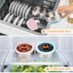 MR. CHOU Food-Grade Stainless Steel Baby Bowls with Leakproof Tempered Glass Lid, First Stage Baby Led Weaning Supplies for Boys & Girls, Silicone Suction Bowls for Baby Feeding (Pink) - Image 6