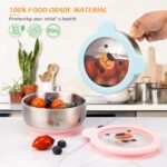MR. CHOU Food-Grade Stainless Steel Baby Bowls with Leakproof Tempered Glass Lid, First Stage Baby Led Weaning Supplies for Boys & Girls, Silicone Suction Bowls for Baby Feeding (Pink) - Image 9