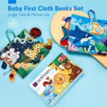 hahaland Baby Toys 0-6 Months - Crinkle Books for Babies 2PCS, Cloth Texture Tails Sensory Book 6-12 Months - Soft, Tummy Time, Montessori Toys 3 4 5 Month Newborn Twin Boys Gifts Travel Infant Toy - Image 3