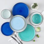vancasso Bonita Blue Dinnerware Sets, Plates and Bowls Set for 4, 12 Pieces Stoneware Dinnerware Set, Dishwasher and Microwave Safe - Image 9