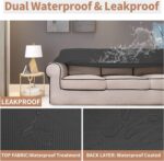 Easy-Going 100% Waterproof Couch Cover, Dual Sofa Stretch Jacquard Slipcover, Leakproof Furniture Protector for Kids, Pets, Dog and Cat (Sofa, Dark Gray) - Image 4