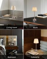 KDG Cordless LED Table Lamp Set of 2, Portables Fabric Shade Desk Lamps, 4000mAh Rechargeable Battery Powered Lighting, Dimmable Light for Dining Room, Bedroom, Bedside, Night Light, Balcony (Nickel) - Image 7