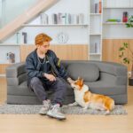 3-in-1 Folding Sofa Bed with Pillow, Memory Foam Bean Bag Chair, Large Convertible Couch for Adults Play Together, Bedroom, Living Room, Apartment（Grey） - Image 4