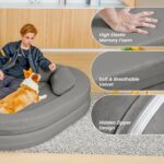 3-in-1 Folding Sofa Bed with Pillow, Memory Foam Bean Bag Chair, Large Convertible Couch for Adults Play Together, Bedroom, Living Room, Apartment（Grey） - Image 7