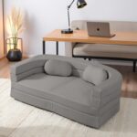3-in-1 Folding Sofa Bed with Pillow, Memory Foam Bean Bag Chair, Large Convertible Couch for Adults Play Together, Bedroom, Living Room, Apartment（Grey） - Image 9