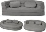 3-in-1 Folding Sofa Bed with Pillow, Memory Foam Bean Bag Chair, Large Convertible Couch for Adults Play Together, Bedroom, Living Room, Apartment（Grey） - Image 10
