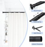 Shower Curtain Rod 30-49 Inch Adjustable Closet Rods for Window Bathroom Closet Kitchen Doorway, Heavy Duty No Rust Wall Screw Mounted Shower Rod, Black Telescoping - Image 3