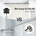 Shower Curtain Rod 30-49 Inch Adjustable Closet Rods for Window Bathroom Closet Kitchen Doorway, Heavy Duty No Rust Wall Screw Mounted Shower Rod, Black Telescoping - Image 4