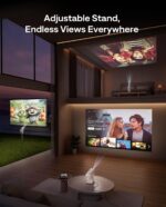 Aurzen BOOM Air Portable Google TV Projector with WiFi and Bluetooth, Smart Projector for Outdoor & Home Movie, USB-C Powered, 4K Supported, Real-Time Focus, Dolby Audio, Adjustable Stand, Off-White - Image 4