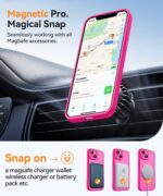 CANSHN Magnetic for iPhone 14 Case, Upgraded [Full Camera Protection] [Compatible with Magsafe] [Translucent Matte] Shockproof Protective Phone Case for iPhone 14 6.1" - Hot Pink - Image 5