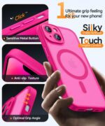 CANSHN Magnetic for iPhone 14 Case, Upgraded [Full Camera Protection] [Compatible with Magsafe] [Translucent Matte] Shockproof Protective Phone Case for iPhone 14 6.1" - Hot Pink - Image 6