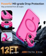 CANSHN Magnetic for iPhone 14 Case, Upgraded [Full Camera Protection] [Compatible with Magsafe] [Translucent Matte] Shockproof Protective Phone Case for iPhone 14 6.1" - Hot Pink - Image 7