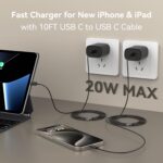 i.Phone 15 16 Pro Max Charger, 10 FT Long Cord USB C to C Fast Charging Cable with PD 20W Fast Charger Block for i.Phone 16/16 pro/16 plus/16 pro max/15/15 Pro max/ 15 pro/15 Plus, Pad Pro/air, Black - Image 5