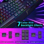 Gaming Keyboard, Full Size RGB Backlit Quiet Computer Keyboard, Wrist Rest, Silent Keys, Multimedia Keys, Anti-ghosting, Waterproof Light Up USB Wired Keyboard for PC Mac Xbox Gamer Office - Image 3