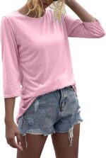 Danedvi Women Fashion O-Neck 3/4 Sleeve T Shirt Solid Casual Basic Tops - Image 4