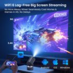 Projector with WiFi and Bluetooth, Mini Portable Projector with Built-in Rechargeable Battery for Outdoor, 1080P Supported, Electric Focus & Auto Keystone, Home Theater with 210° Mount - Image 4